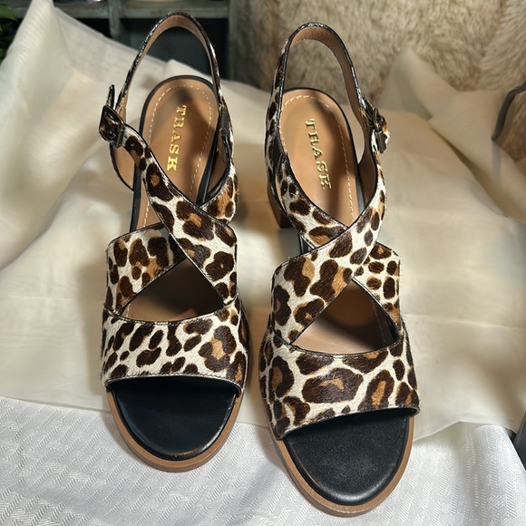 Trask Brand “Charlene” shoes heels sandals leopard open toe 10M NIB - Picture 3 of 9